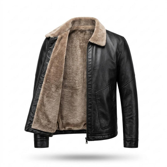 Allsaints Leather - Mivel | Shearling-Lined Zip-Up Leather Jacket Men