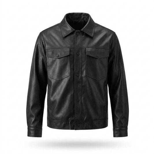 Allsaints Leather - Vilev | Button-Front Chest-Pocket Leather Jacket Men