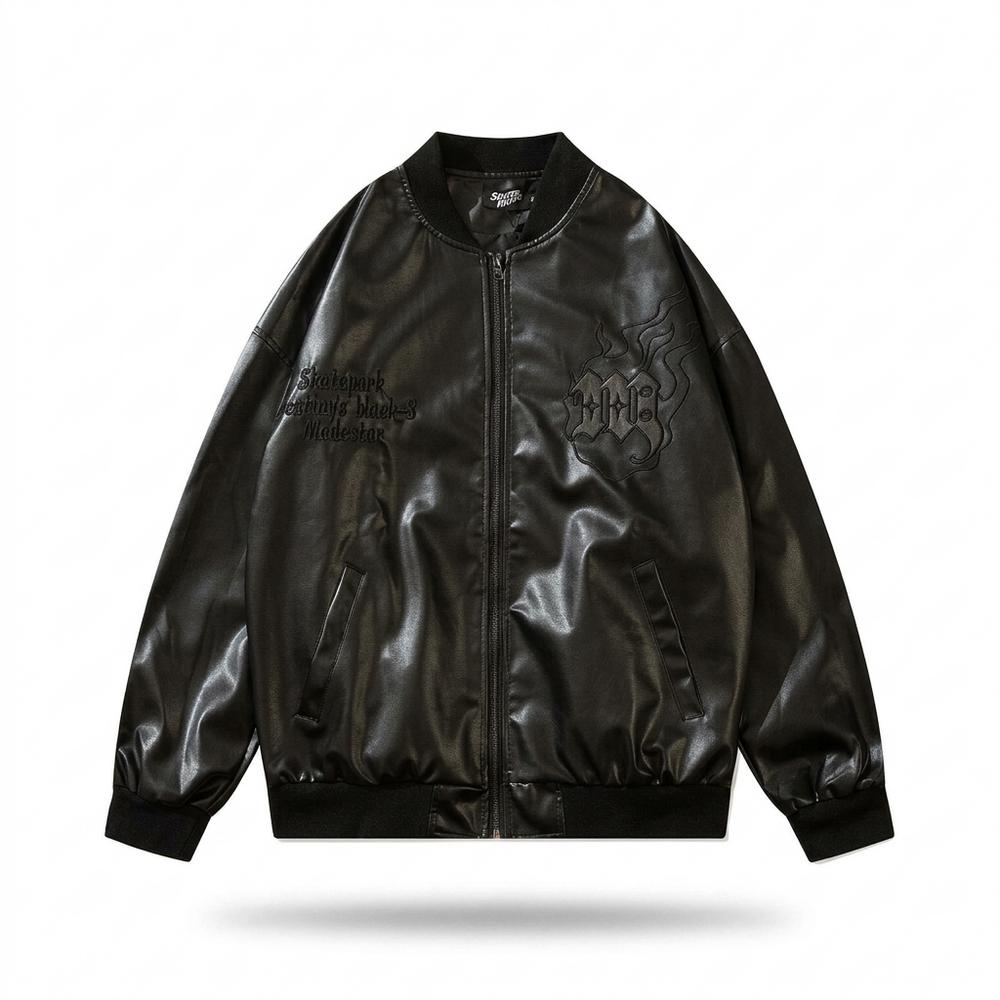Allsaints Leather - Ligit | Embroidered Faux Leather Jacket Unisex