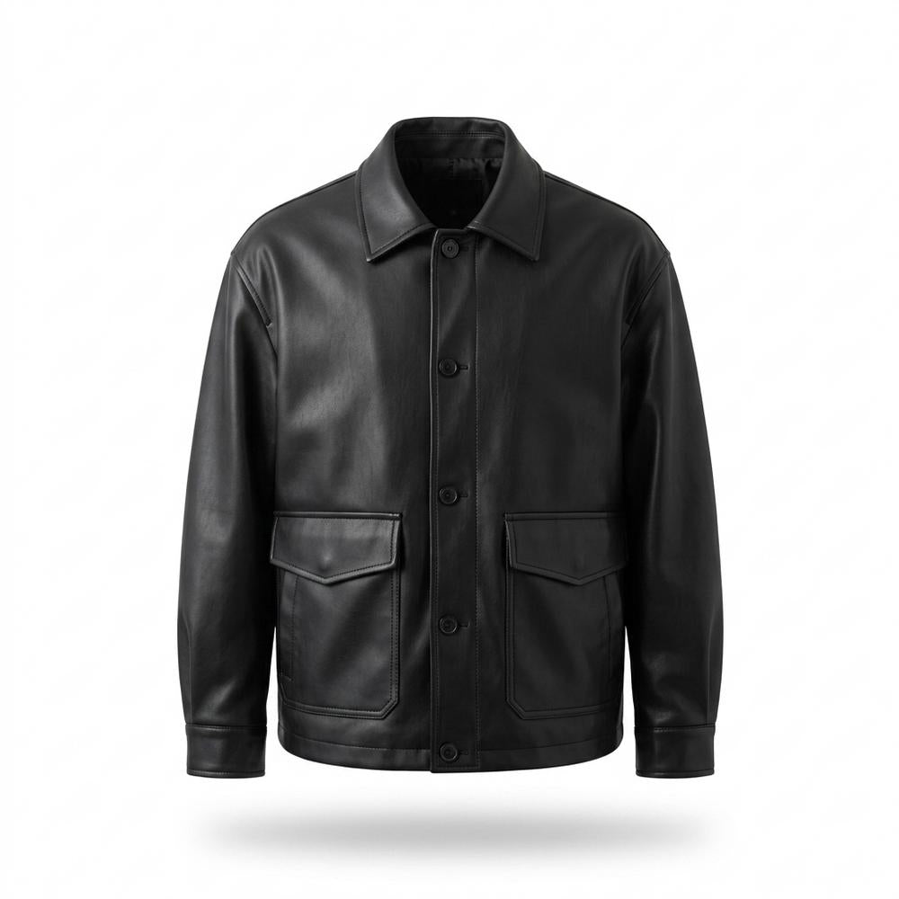 Allsaints Leather - Nelom | Button-Front Collared Leather Jacket Men