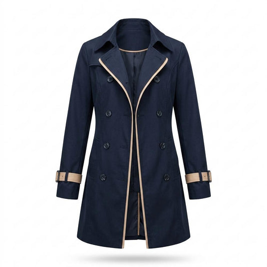 Allsaints Leather - Kamer | Double-Breasted Contrast-Trim Coat Women