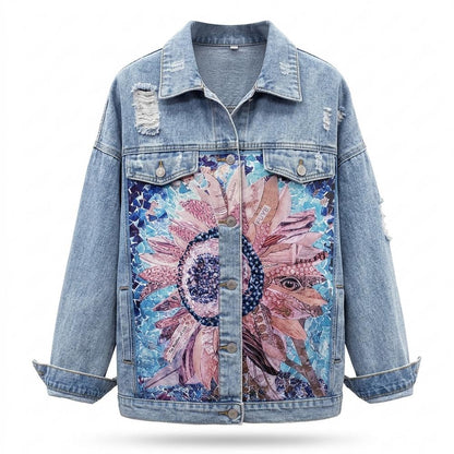 Allsaints Leather - Rilev | Printed Distressed Denim Jacket Women