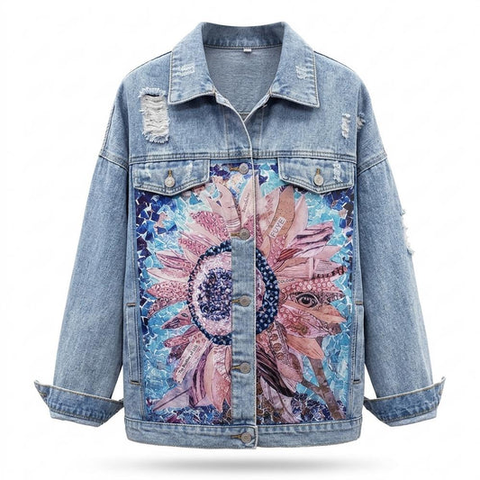 Allsaints Leather - Rilev | Printed Distressed Denim Jacket Women