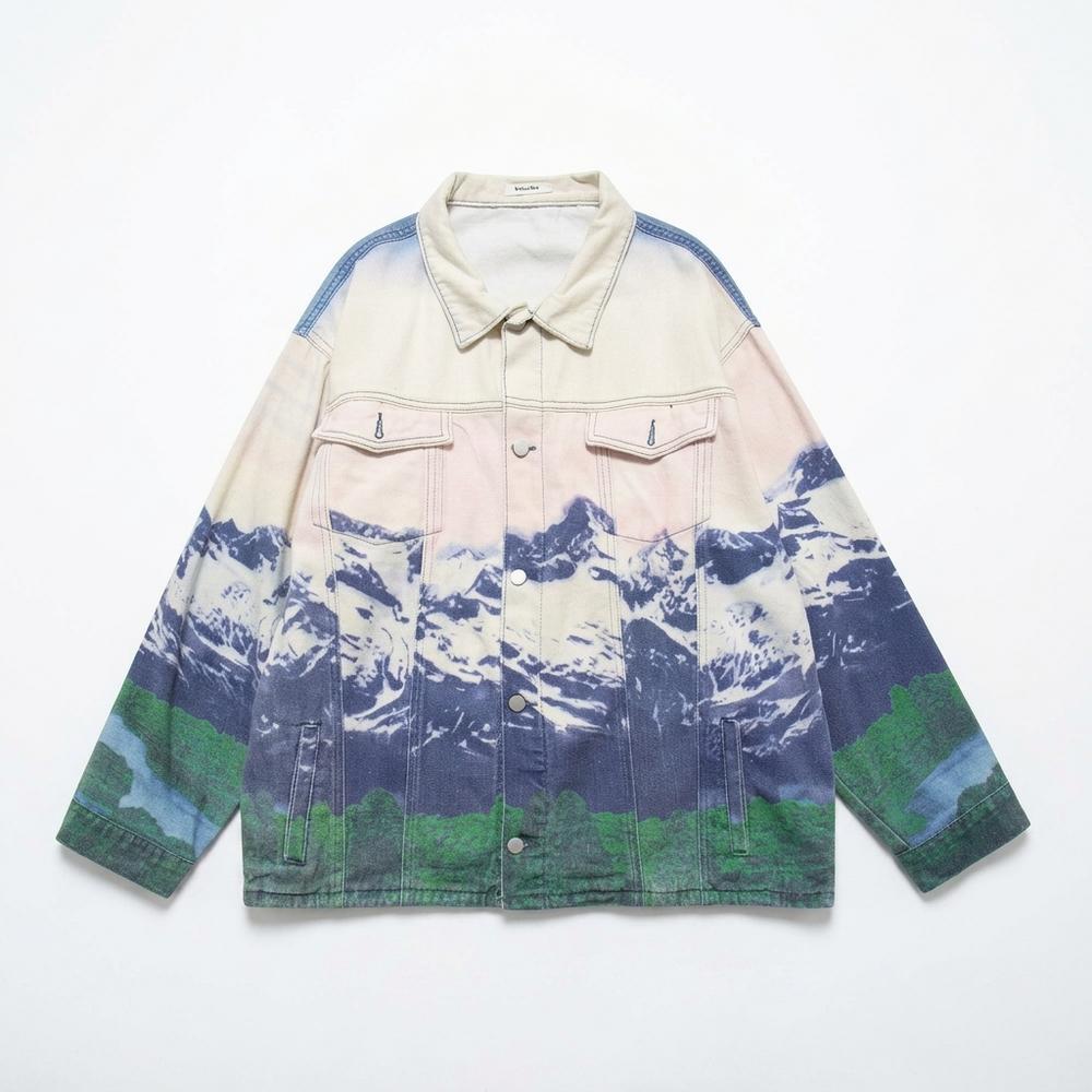 Allsaints Leather - Rinad | Printed Oversized Denim Jacket Unisex