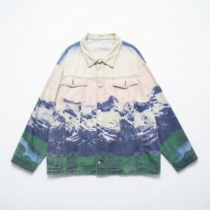 Allsaints Leather - Rinad | Printed Oversized Denim Jacket Unisex
