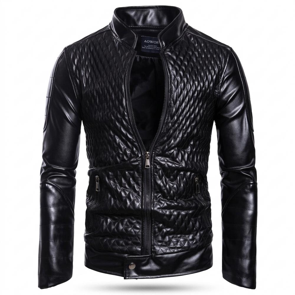 Allsaints Leather - Lifuk | Quilted Slim Fit Leather Jacket Men