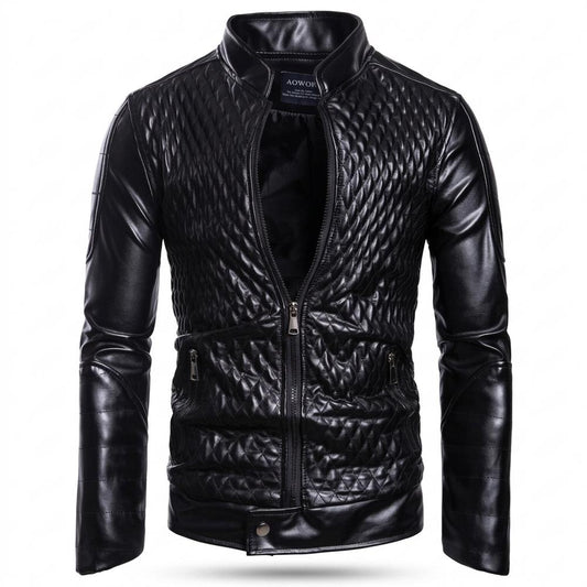 Allsaints Leather - Lifuk | Quilted Slim Fit Leather Jacket Men