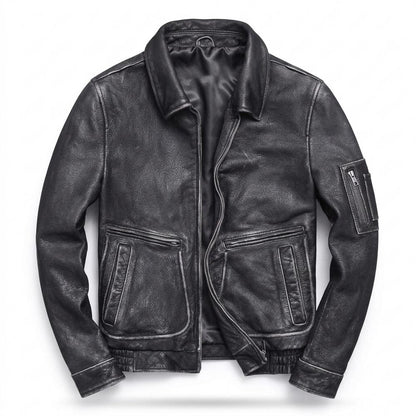 Allsaints Leather - Kofiv | Grained Zipped Leather Jacket Men
