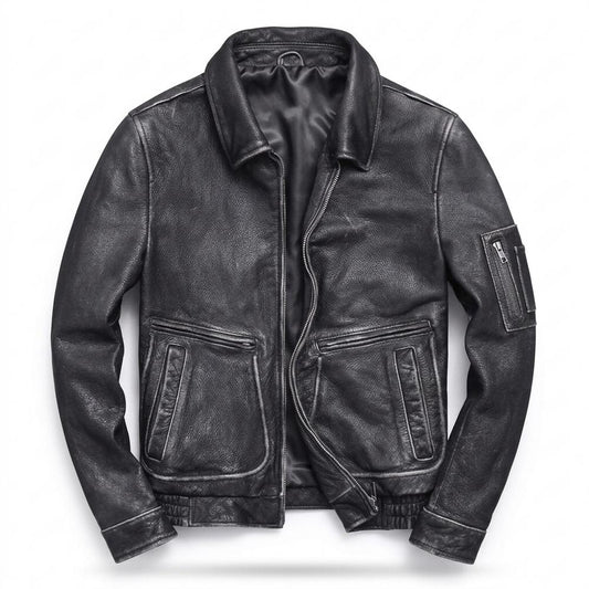 Allsaints Leather - Kofiv | Grained Zipped Leather Jacket Men