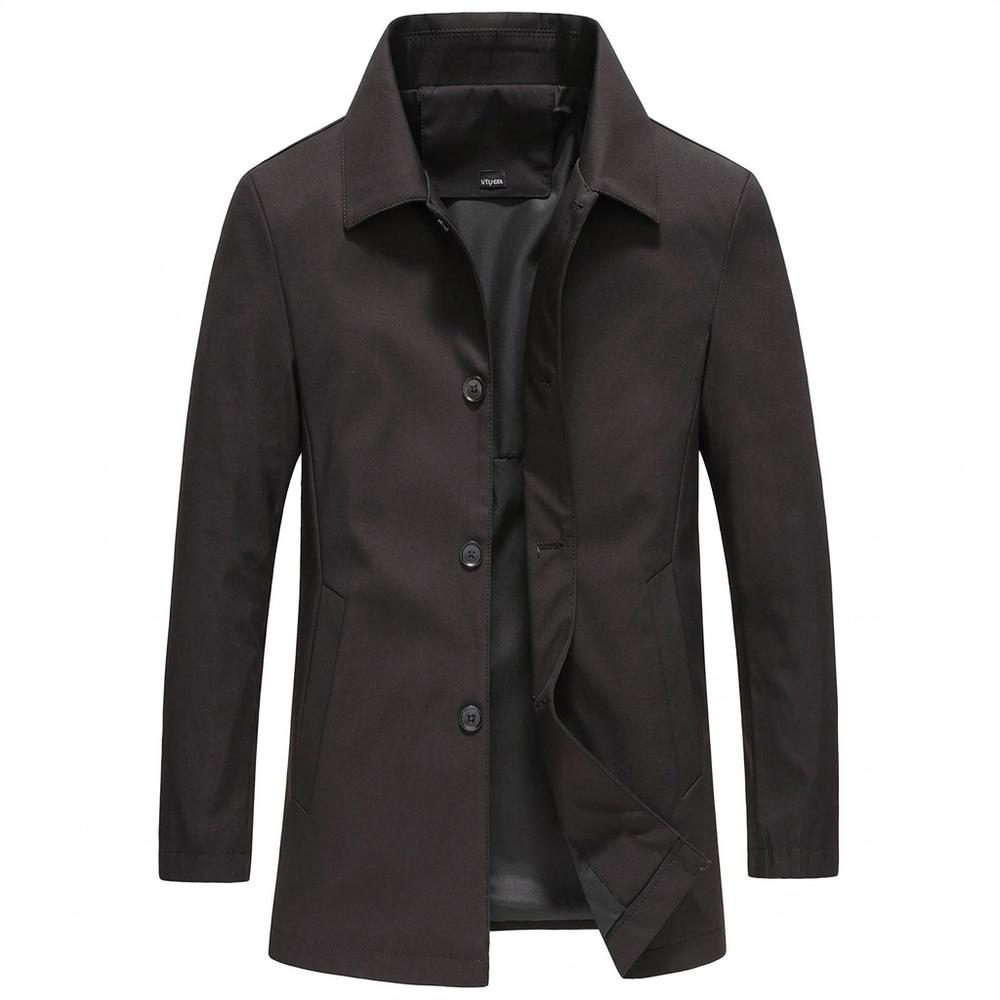 Allsaints Leather - Vanav | Single-Breasted Lined Coat Men