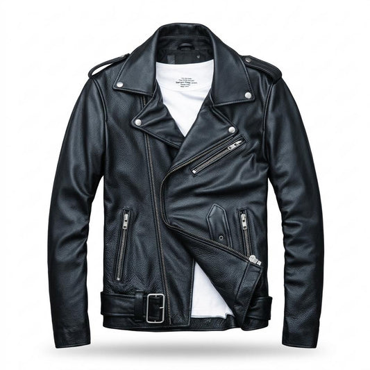 Allsaints Leather - Nolin | Asymmetrical Belted Leather Jacket Men