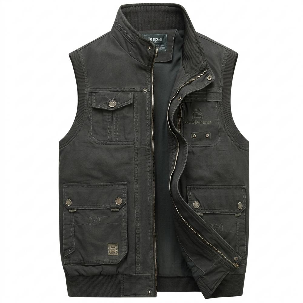 Allsaints Leather - Sosir | Multi-Pocket Stand-Collar Vest Men