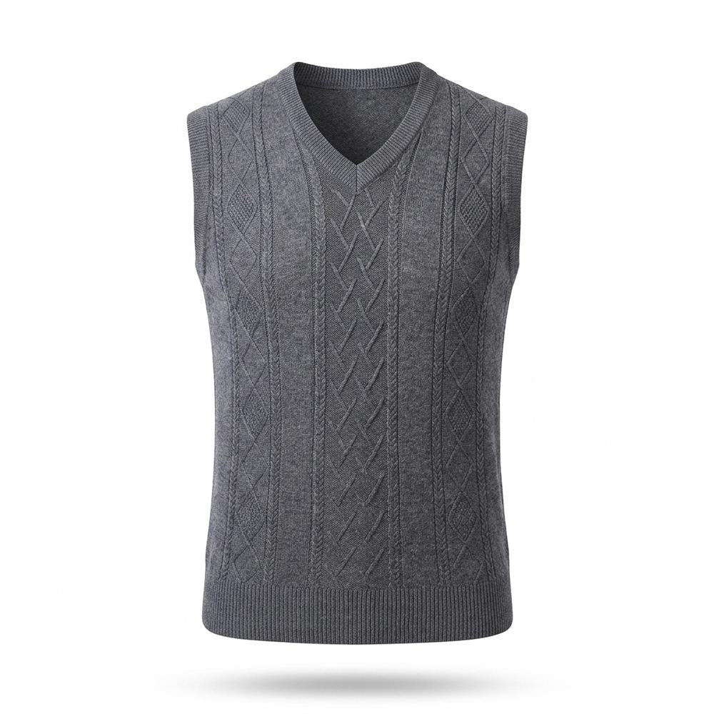 Allsaints Leather - Veken | Cable-Knit V-Neck Vest Men