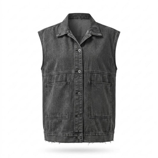 Allsaints Leather - Camel | Button-Front Denim Vest Women