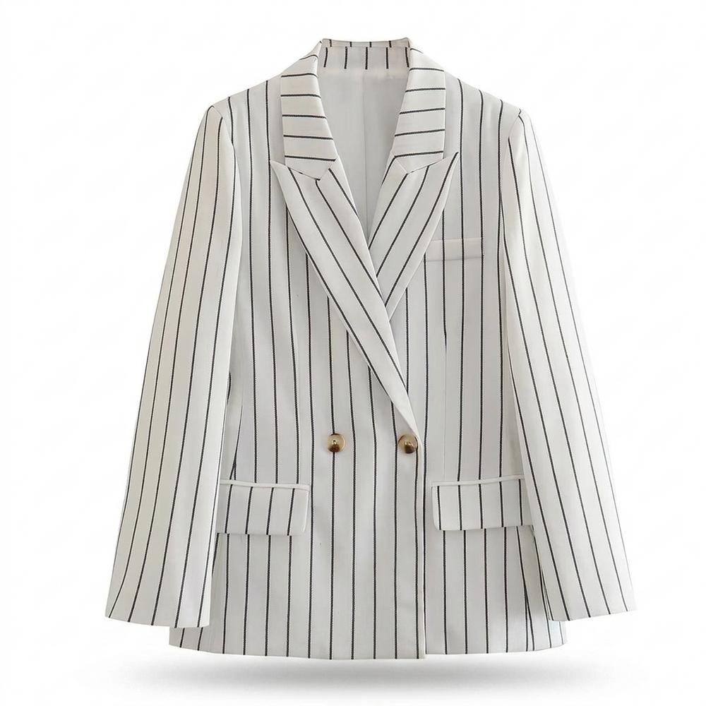 Allsaints Leather - Latir | Striped Double-Breasted Blazer Women