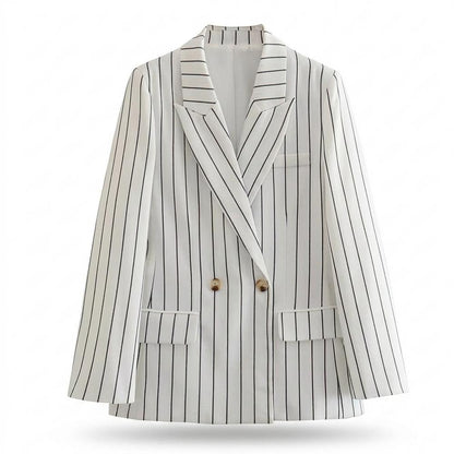 Allsaints Leather - Latir | Striped Double-Breasted Blazer Women