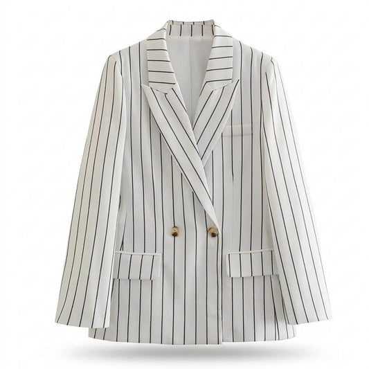 Allsaints Leather - Latir | Striped Double-Breasted Blazer Women