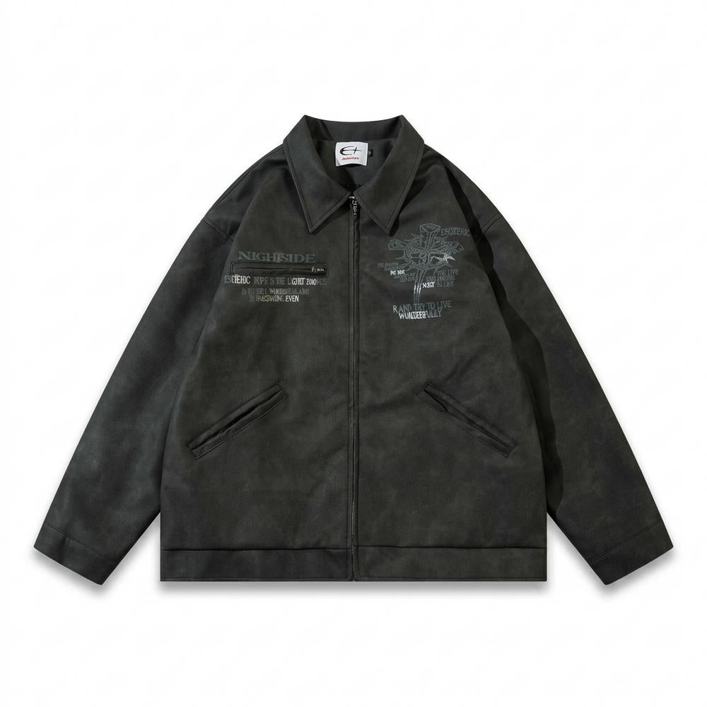 Allsaints Leather - Ravar | Embroidered Washed Jacket Unisex