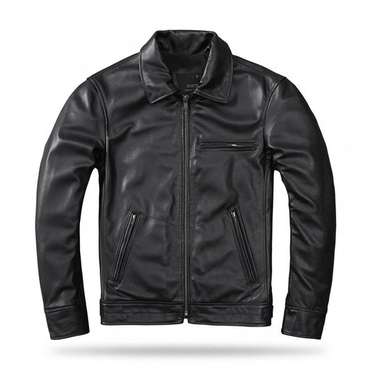Allsaints Leather - Munes | Zip-Up Fitted Leather Jacket Men