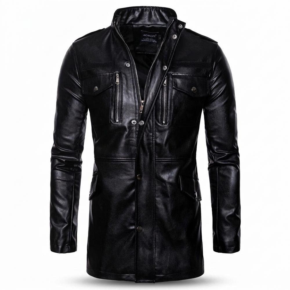 Allsaints Leather - Tunas | Multi-Pocket Stand-Collar Leather Jacket Men