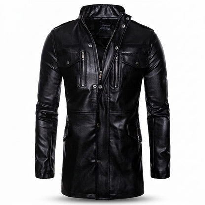 Allsaints Leather - Tunas | Multi-Pocket Stand-Collar Leather Jacket Men