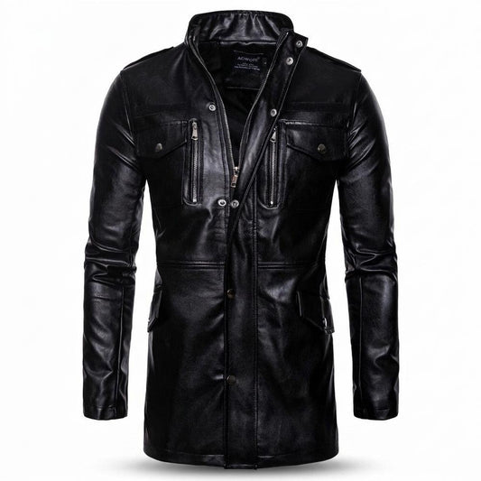 Allsaints Leather - Tunas | Multi-Pocket Stand-Collar Leather Jacket Men