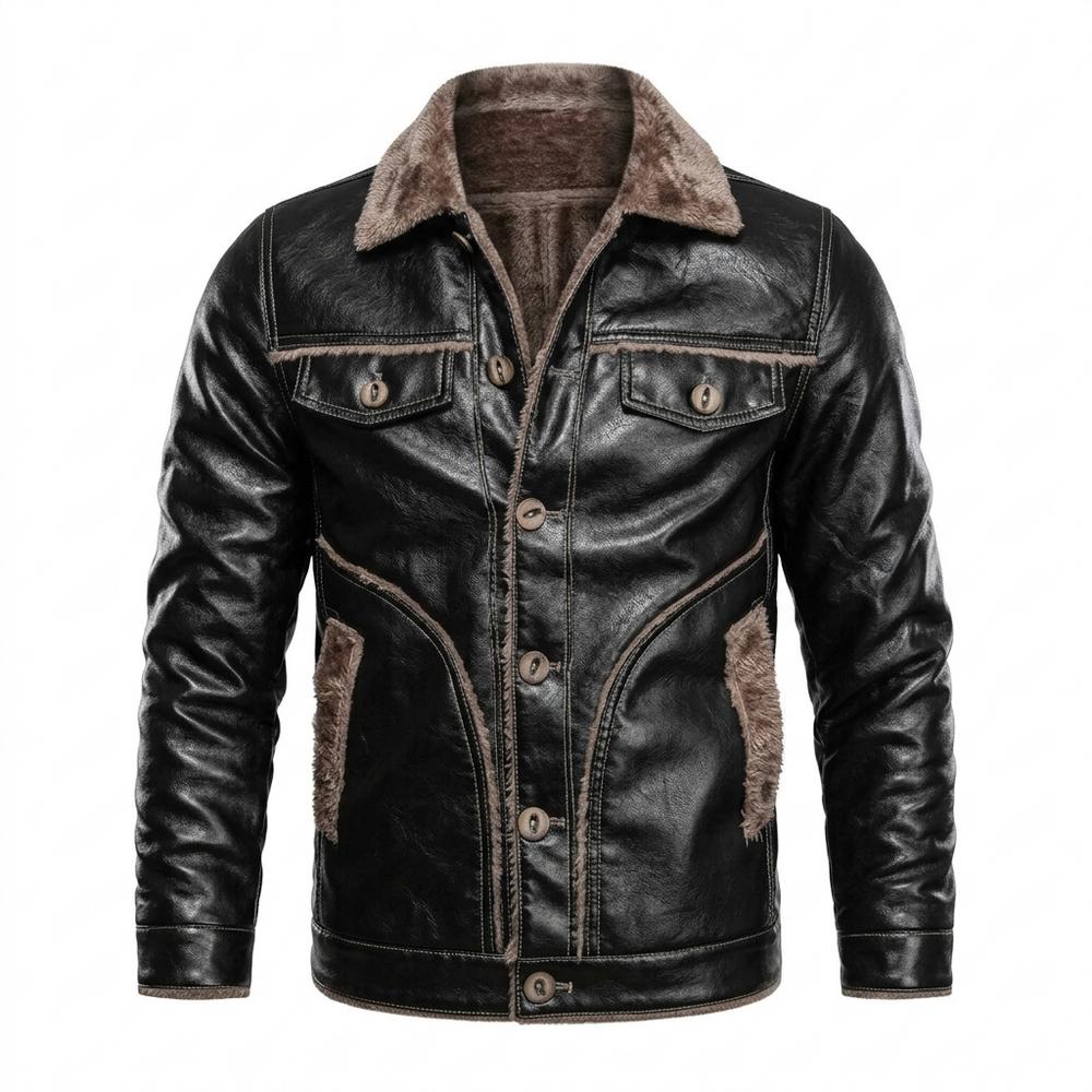 Allsaints Leather - Luzer | Sherpa-Lined Button-Front Leather Jacket Men