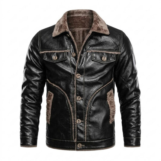 Allsaints Leather - Luzer | Sherpa-Lined Button-Front Leather Jacket Men