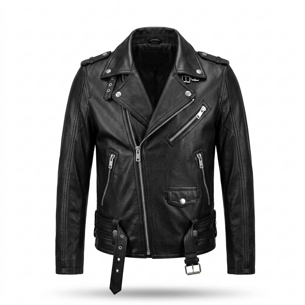 Allsaints Leather - Seken | Asymmetrical Belted Leather Jacket Men