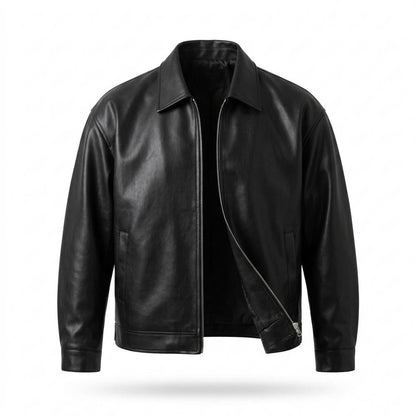 Allsaints Leather - Notir | Zip-Up Collared Leather Jacket Men