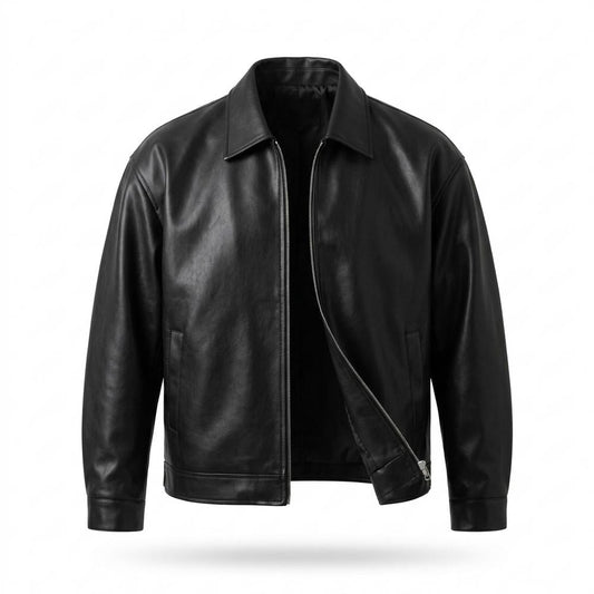 Allsaints Leather - Notir | Zip-Up Collared Leather Jacket Men