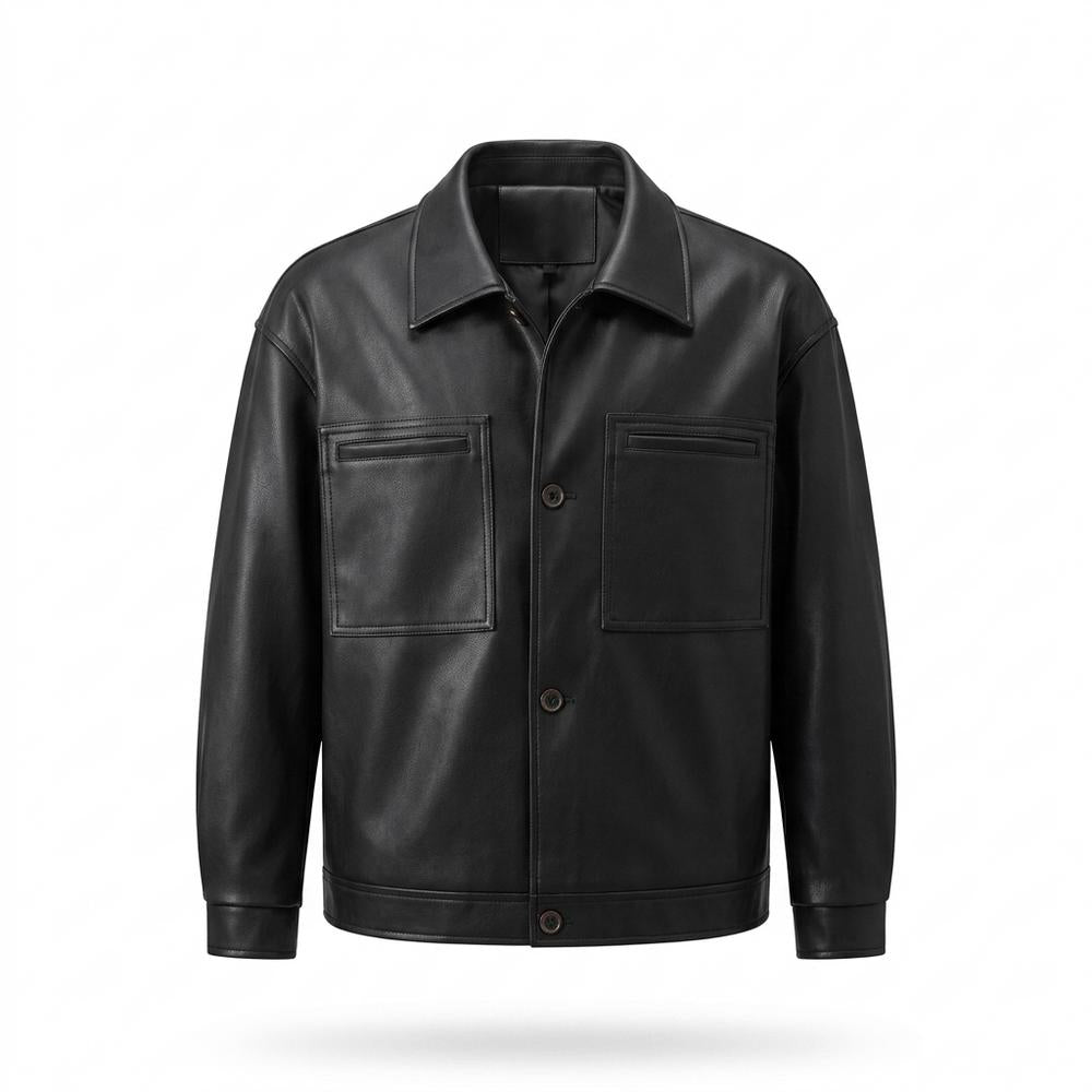 Allsaints Leather - Vusor | Button-Front Straight-Cut Leather Jacket Men
