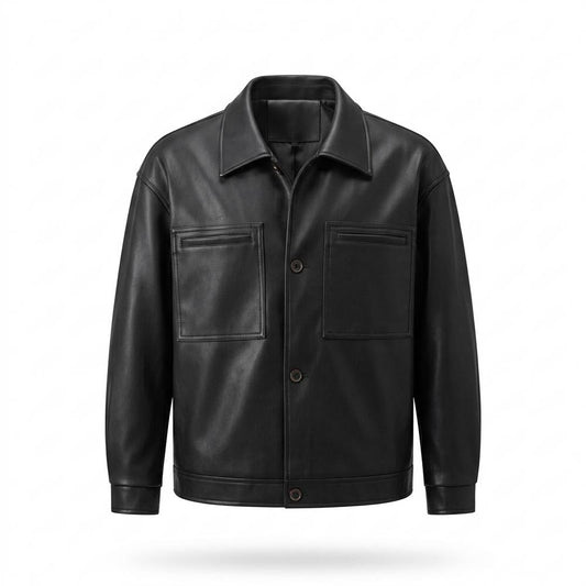 Allsaints Leather - Vusor | Button-Front Straight-Cut Leather Jacket Men