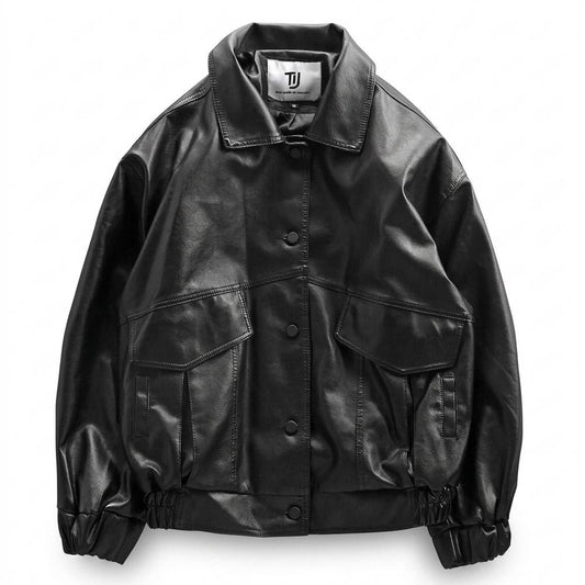 Allsaints Leather - Zamin | Button-Front Oversized Leather Jacket Unisex