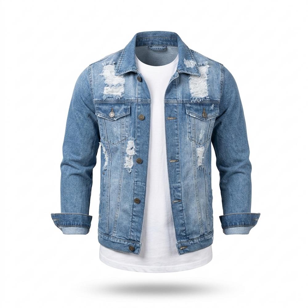 Allsaints Leather - Razan | Distressed Button-Front Denim Jacket Men
