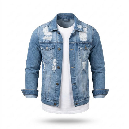 Allsaints Leather - Razan | Distressed Button-Front Denim Jacket Men