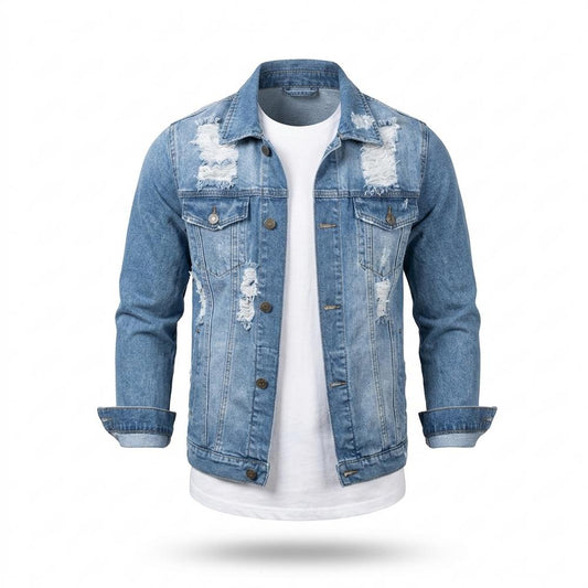 Allsaints Leather - Razan | Distressed Button-Front Denim Jacket Men