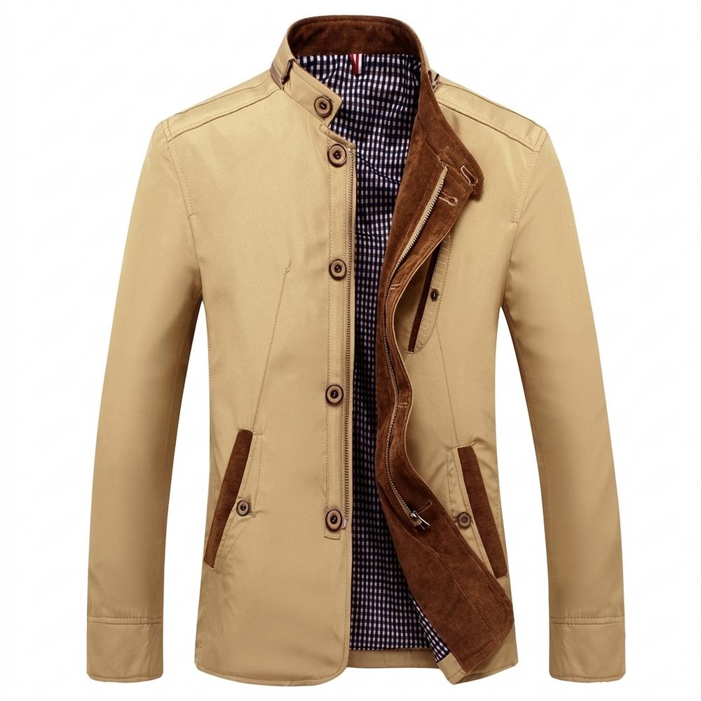 Allsaints Leather - Maron | Stand-Collar Button-Up Jacket Men