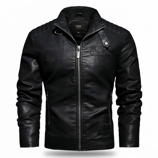 Allsaints Leather - Kesad | Quilted Embroidered Leather Jacket Men