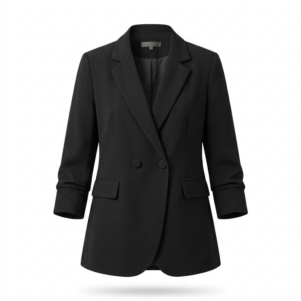 Allsaints Leather - Nehal | Double-Breasted Ruched-Sleeve Blazer Women