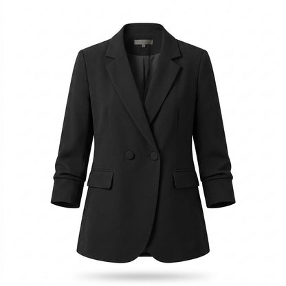 Allsaints Leather - Nehal | Double-Breasted Ruched-Sleeve Blazer Women