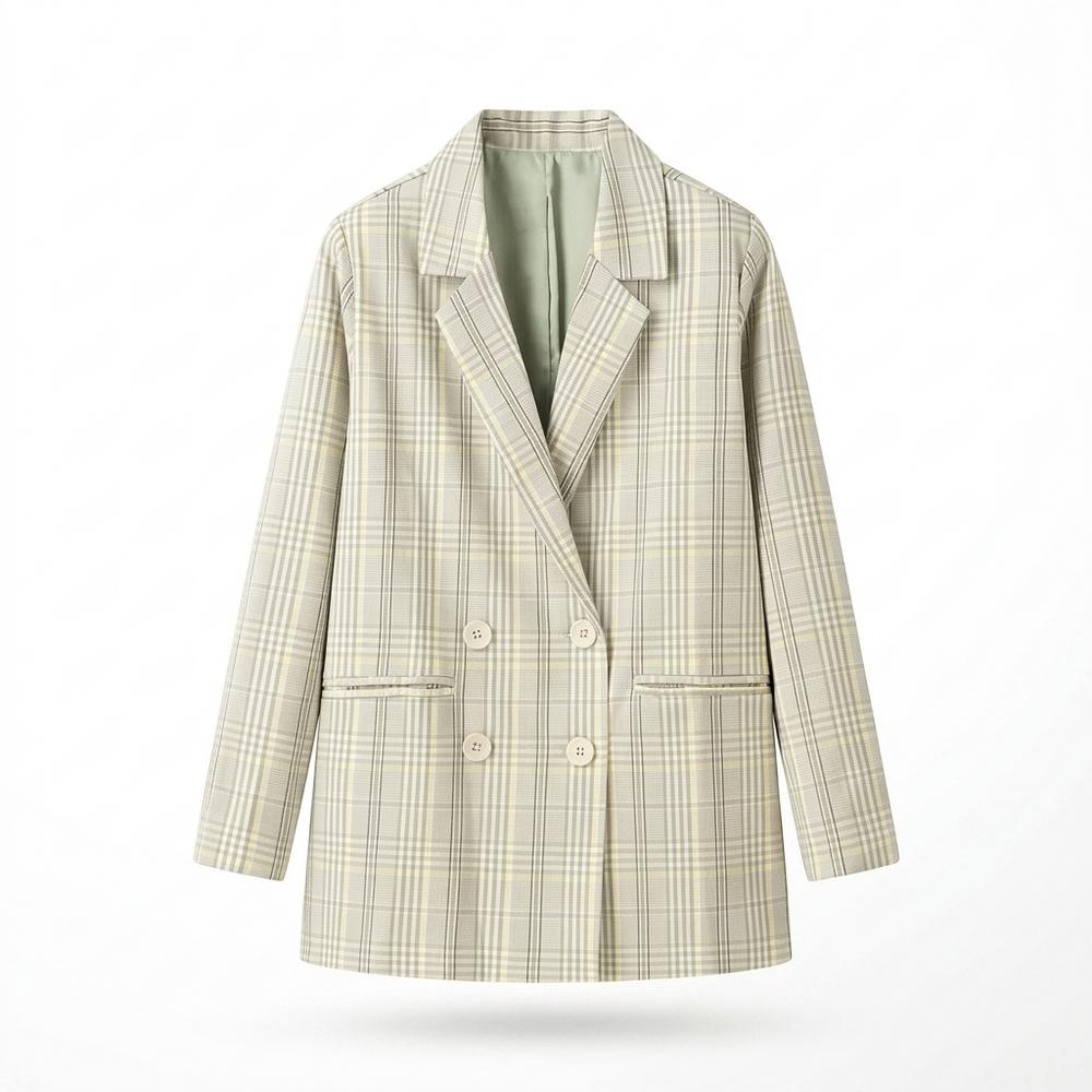 Allsaints Leather - Ralin | Double-Breasted Plaid Blazer Women