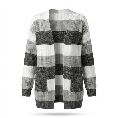 Allsaints Leather - Salin | Striped Open-Front Knit Cardigan Women