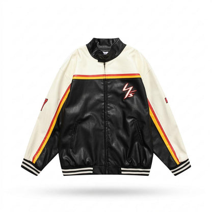 Allsaints Leather - Nenor | Color-Blocked Lined Leather Jacket Unisex