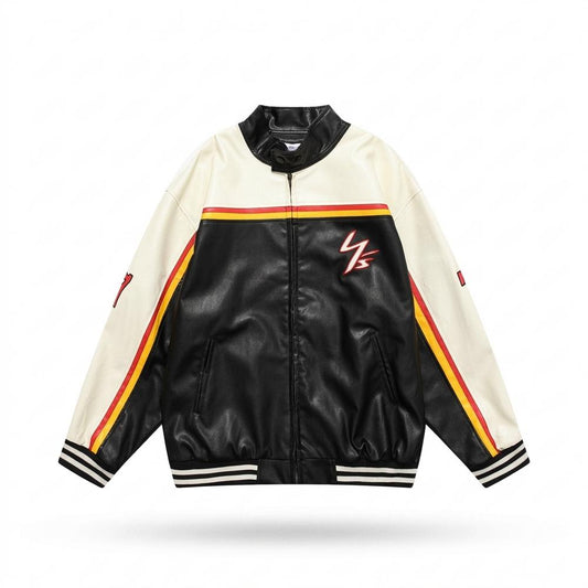 Allsaints Leather - Nenor | Color-Blocked Lined Leather Jacket Unisex