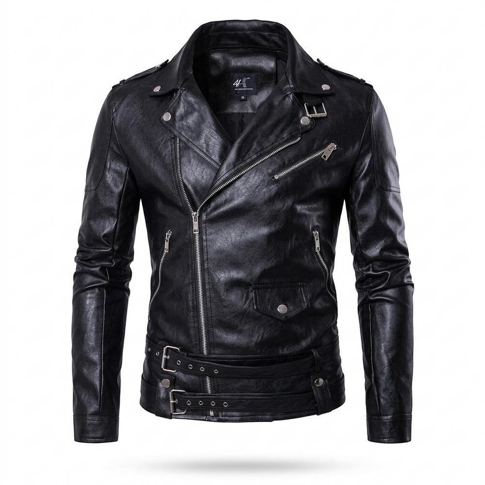Allsaints Leather - Makul | Asymmetrical Belted Leather Jacket Men