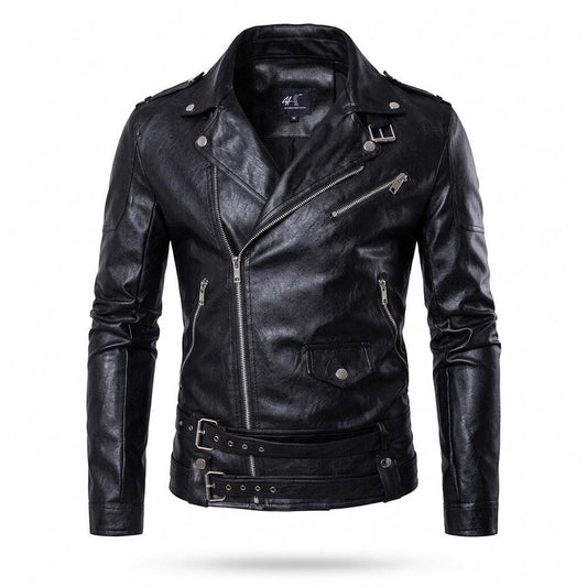 Allsaints Leather - Makul | Asymmetrical Belted Leather Jacket Men