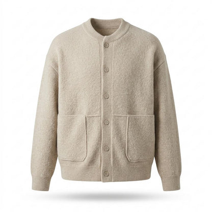 Allsaints Leather - Timer | Textured Collarless Knit Cardigan Men