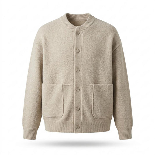 Allsaints Leather - Timer | Textured Collarless Knit Cardigan Men