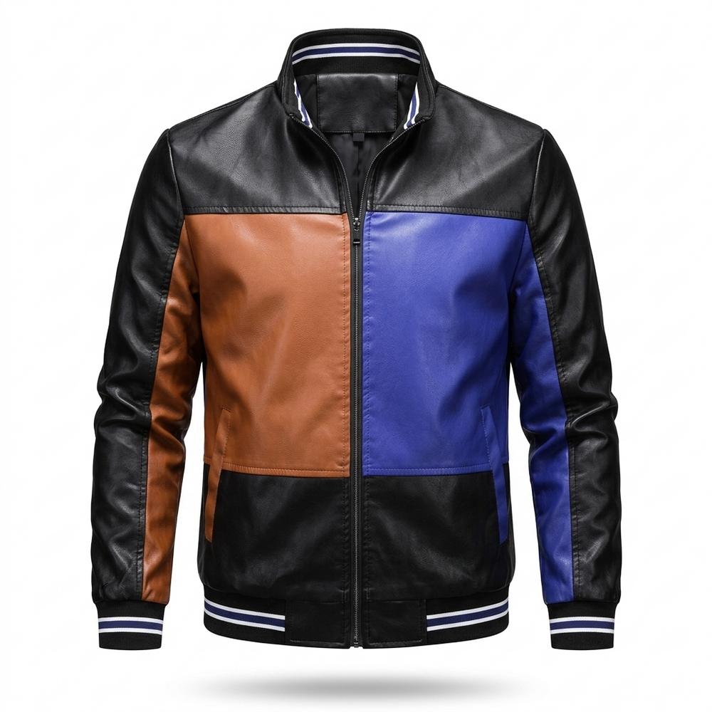 Allsaints Leather - Elzan | Color-Blocked Zip-Front Leather Jacket Men